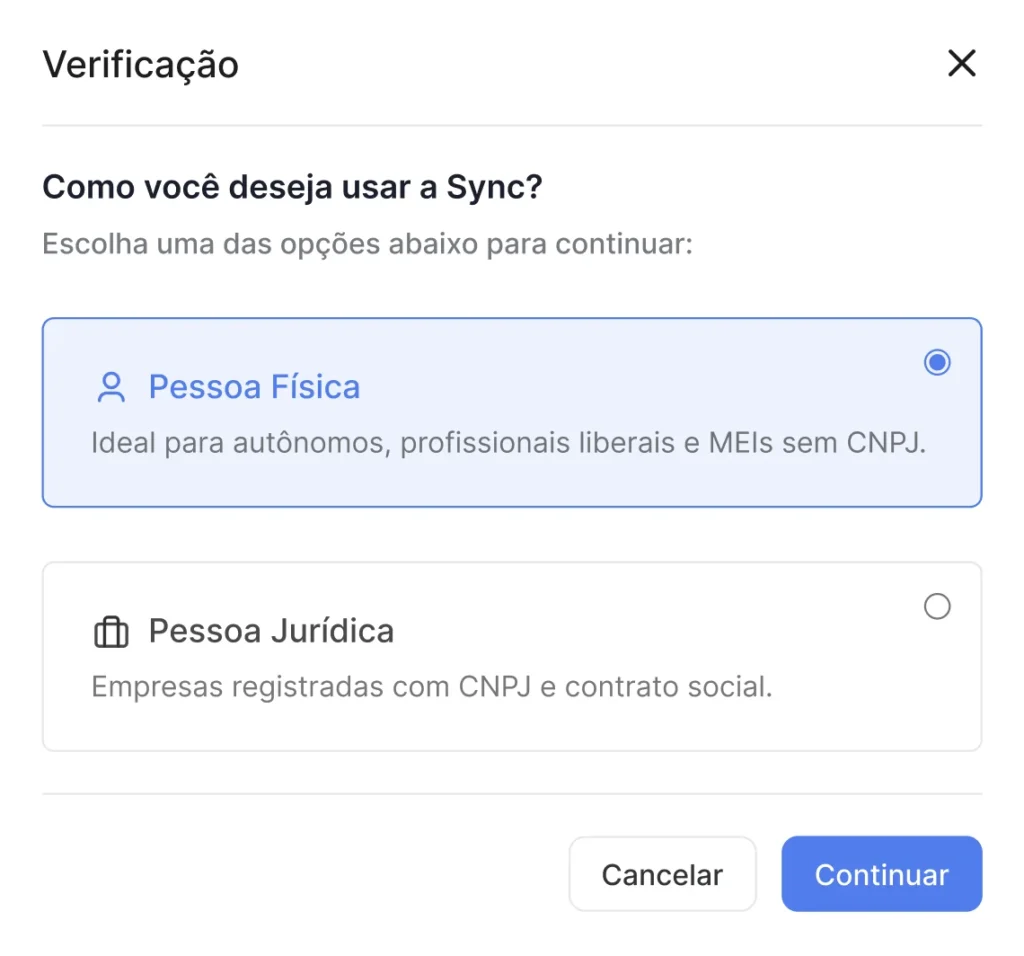 verificação de conta syncpay pessoa física ou jurídica
